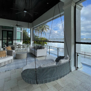 patio shades on the covered porch of Milwaukee area home