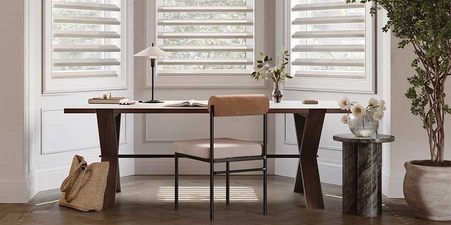 home office window treatments from Bazaar Home Decorating