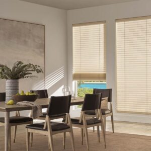 aria-custom-window-shades-dining-room-hunter-douglas-bazaar-home-decorating-center large window blinds aria fabric shades