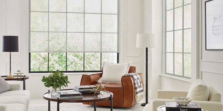 living room with grid windows