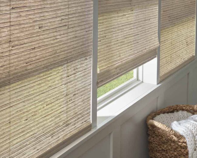 Bedroom with neutral provenance woven blinds waukesha