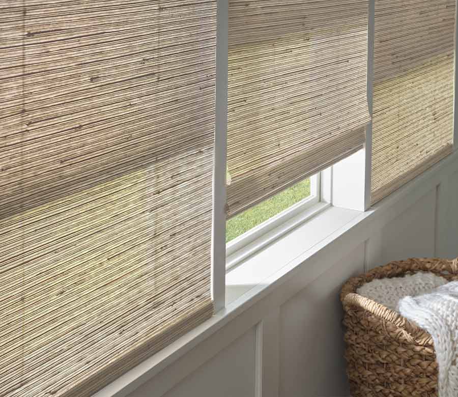 Bedroom with neutral provenance woven blinds waukesha
