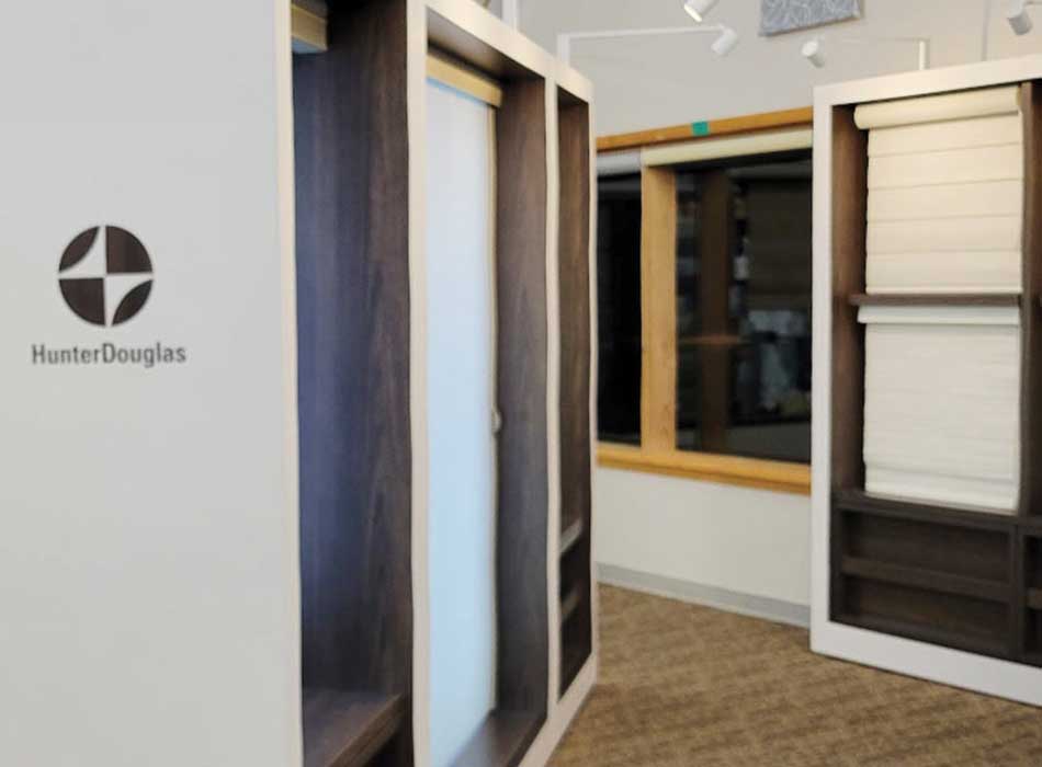 hunter douglas products in showroom of bazaar home decorating in milwaukee