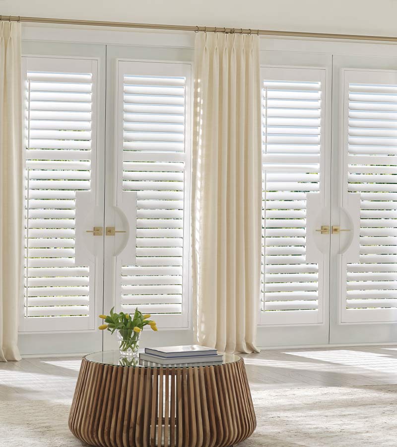 Window Coverings for Sliding Glass Doors white shutters milwaukee waukesha